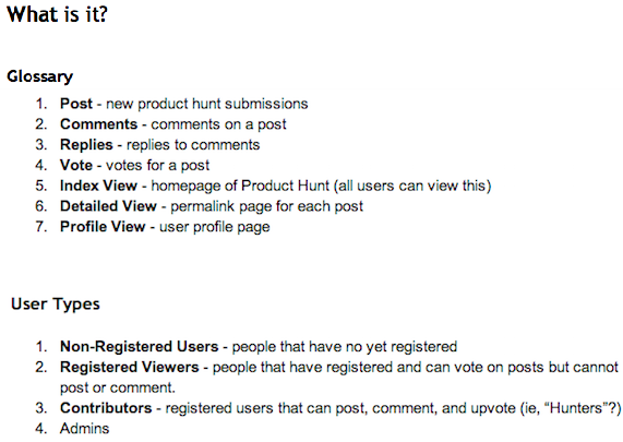 ProductHunt product requirements document